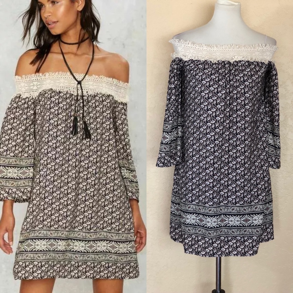 Sage off the shoulder Mini Dress size Small